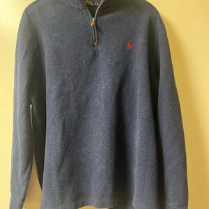 Polo by Ralph Lauren Dark Blue Sweater zip quarter with red logo size large